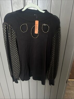 Bellini Black Stud-Embellished Crewneck Sweatshirt